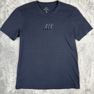 Men's Armani Exchange Blue Urban Expedition Logo T-shirt In Cotton-jersey Size M